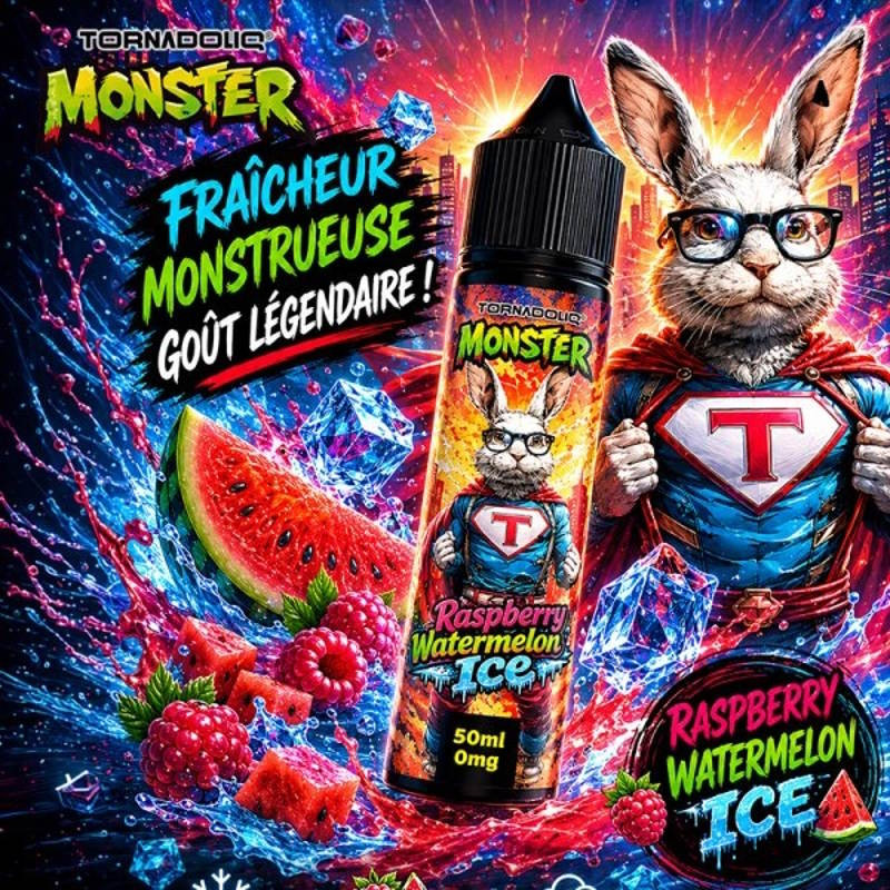 Raspberry Watermelon Ice 0mg 50ml Monster by Tornadoliq