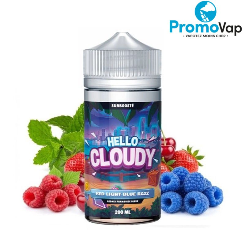 Red Light Blue Razz 0mg 200ml Hello Cloudy
