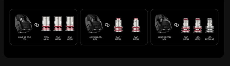 detail de l'utilisation des résistances gtx avec les cartouches luxe xr et xr max vape discount promovap