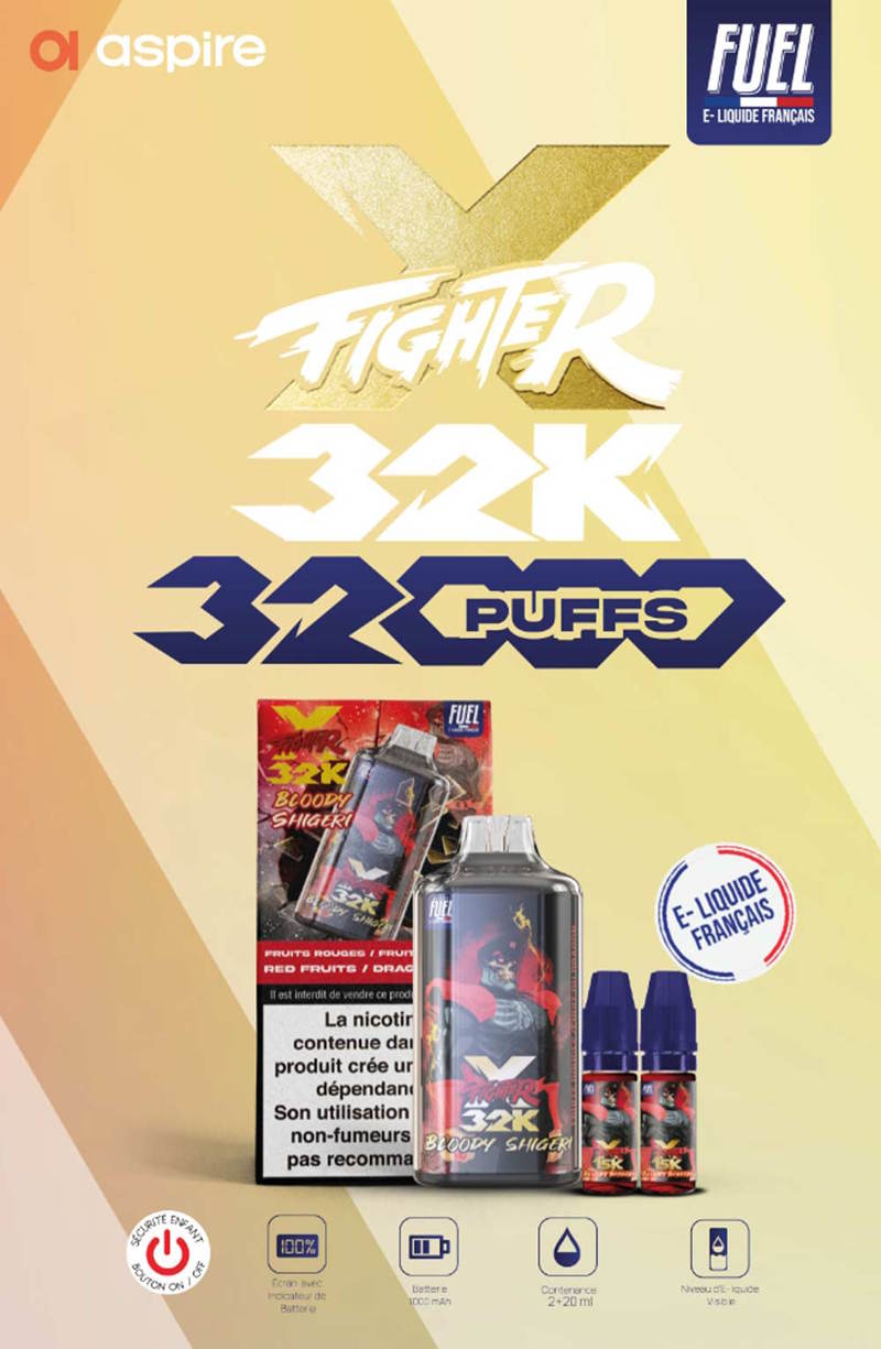 Puff XFighter 32K Maison Fuel x Aspire - Format 32000 bouffées 0mg"