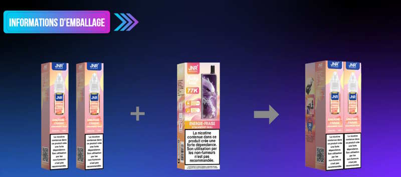 Contenue du pack lucky vibe 77k Jnr 1500mah 5ml de contenance