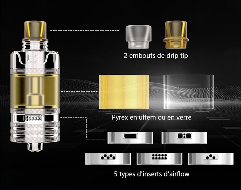 5 inserts pour personnaliser l'airflow du precisio gt bdvape atomiseur discount promovap