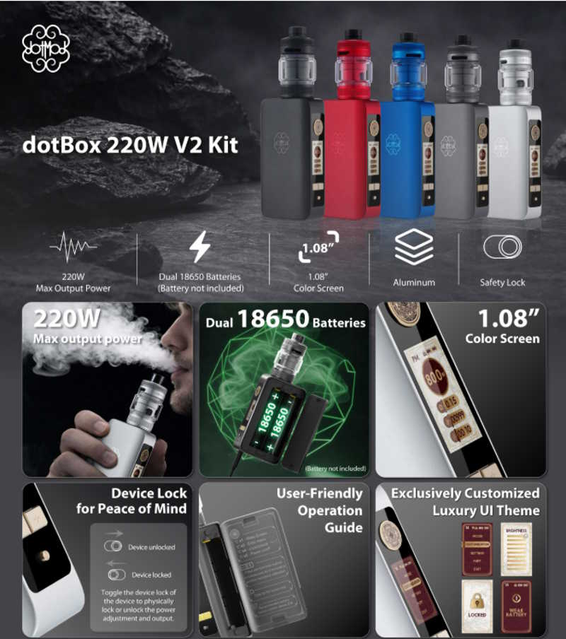 Description du fonctionnement de la box dotbox 220w v2 par dotmod