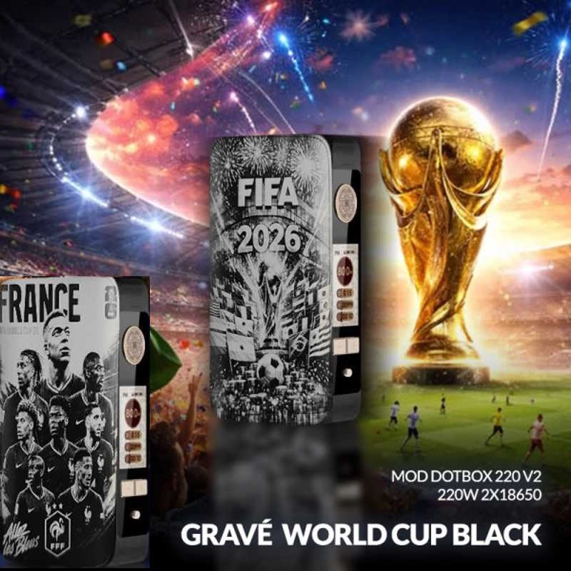 Mod dotBox 220 V2 220W 2x18650 Gravé World Cup Black - Dotmod edition limitée coupe du monde 2026