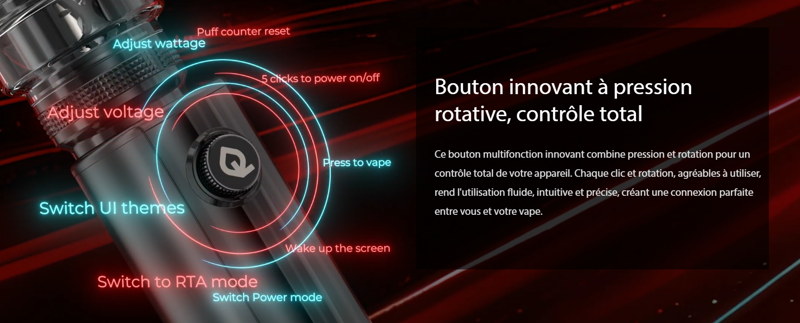 Box istick x80  Équipés de la puce intelligente Avatar Chip 2.0, les deux mods sont équipés d'un écran couleur TFT de 1,05 pouce et de plusieurs thèmes personnalisables