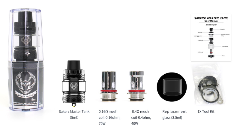 contenue du kit sakerz master de horizontech promovap vape discount