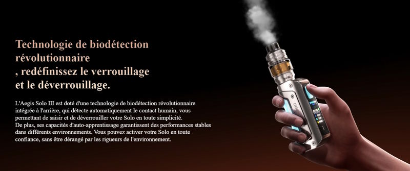 Kit aegis solo 3 nouveauté geekvape accu 18650 3000mah fonctionnalités innovantes
