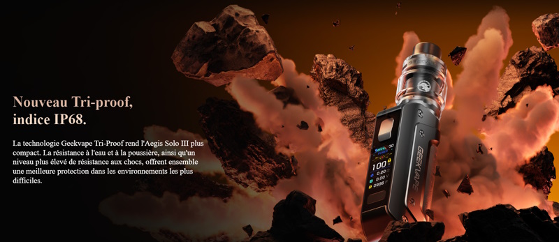 Kit aegis solo 3 nouveauté geekvape accu 18650 3000mah fonctionnalités innovantes