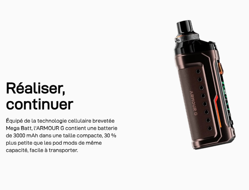 Kit armour g vaporesso 3000mah de batterie 5ml de contenance