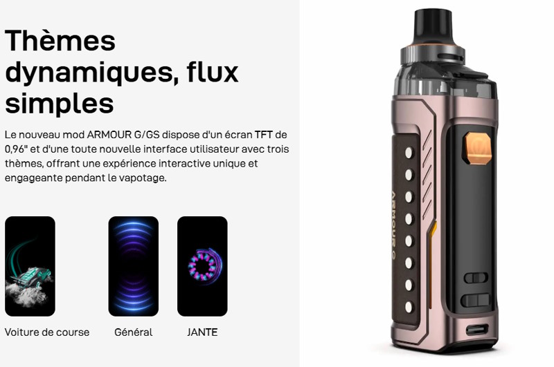 Kit armour g vaporesso 3000mah de batterie 5ml de contenance