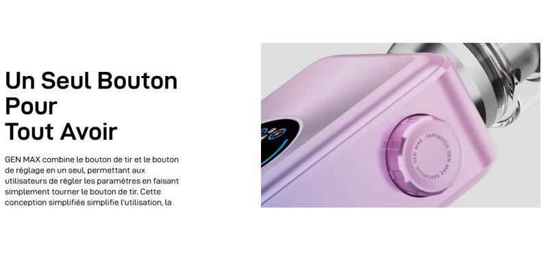 Kit gen se vaporesso modèle simple et intelligent avec bouton rotatif