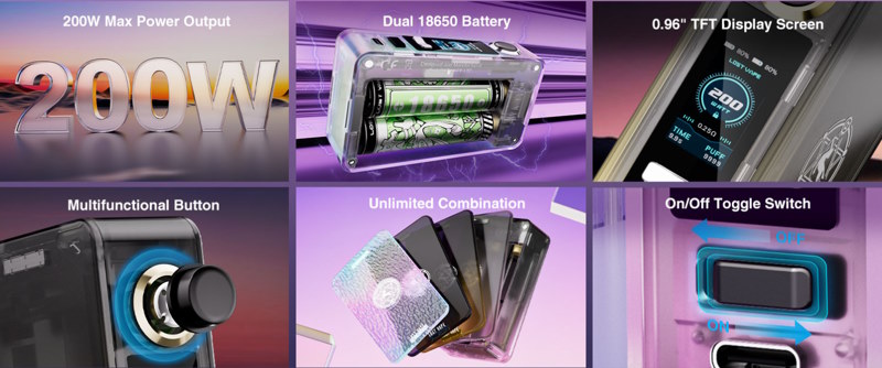 Kit n200 centaurus lost vape descriptif des modes de la puissance et la batterie