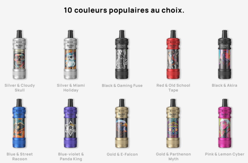 Différentes couleurs de la nouvelle Aspire magnum nano