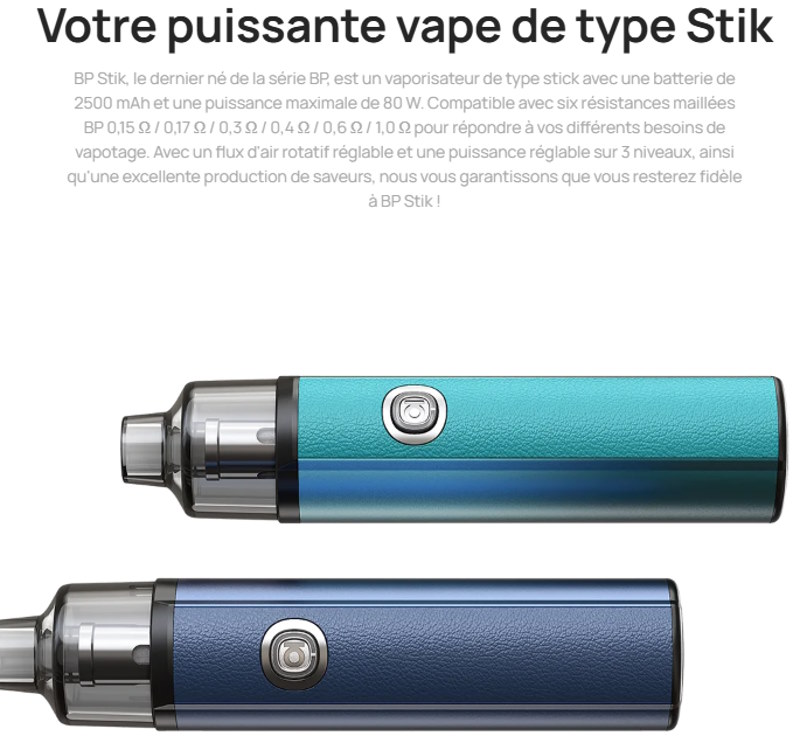 Pod bp stick un modèle performant et compacte une petite révolution chez la célèbre fabriquant aspire