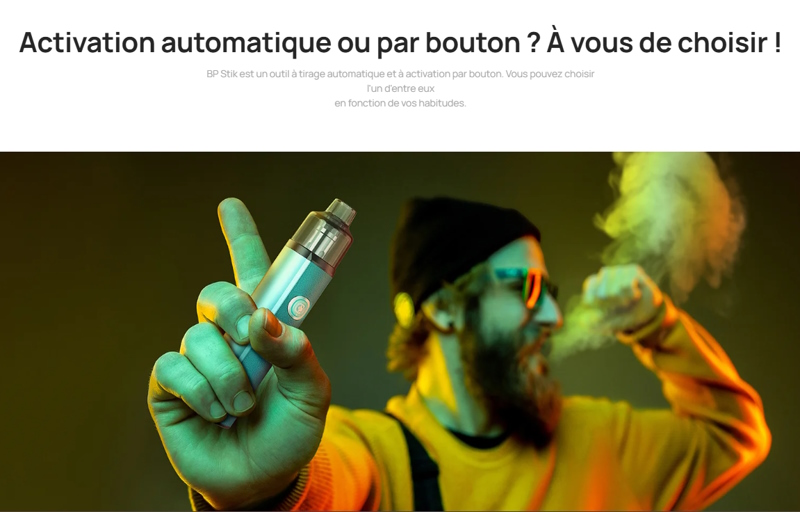 Le bp stick Aspire permet de vapoter sans devoir maintenir le bouton fire un petit bijou