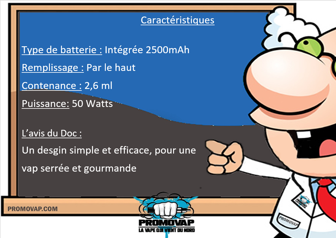 caractéristiques kit zelos aspire promovap