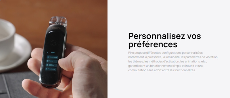 Personnalisation du pod Pixo du célèbre fabricant aspire innovation et performance chez promovap
